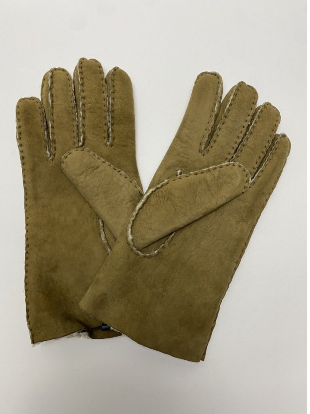 Fratelli Rossetti Beige Shearling Leather Gloves Size 9 - Picture 2 of 5
